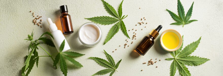 étale de produits à base de CBD